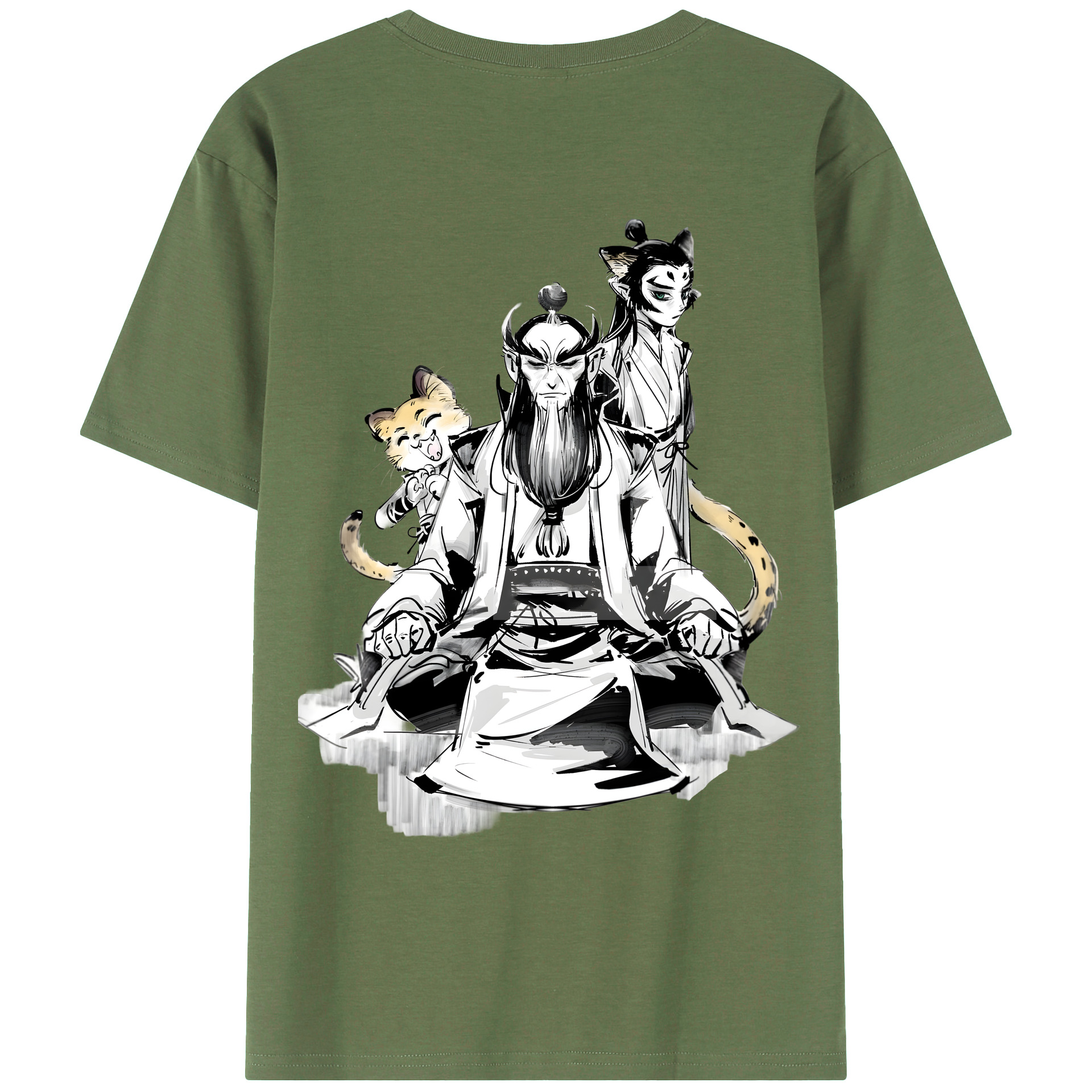 （画像用） Ne Zha 2 ナタ 魔童の大暴れ 綿100％ メンズ半袖Tシャツ（バックプリント） 通気性